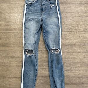 Garage Blue Skinny Jeans with White Accents